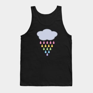 Raining Rainbow Rain Cloud in Black Tank Top